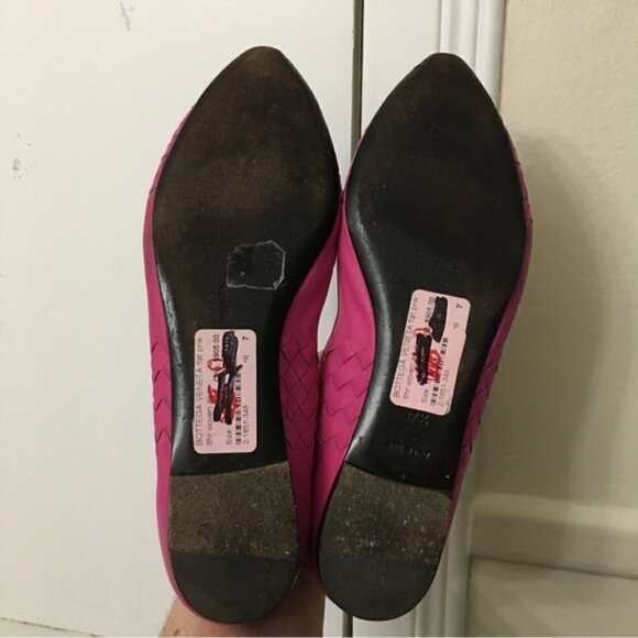 Bottega Veneta Barbie Pink Leather Pointed Toe Flats - Picture 9 of 10